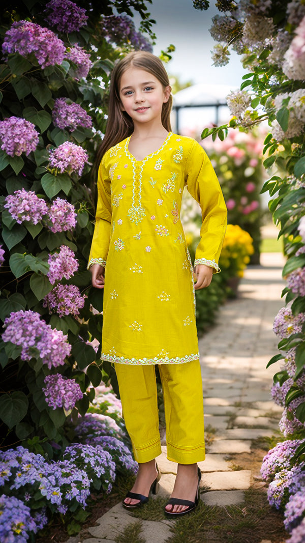 Girl's Embroidered 2pc Suit 4652