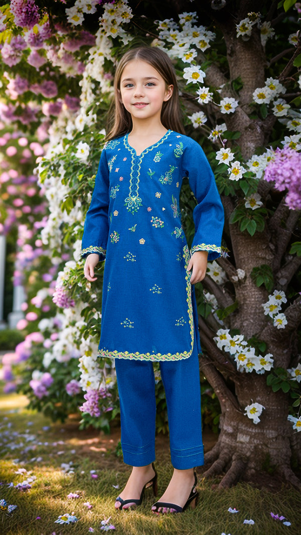 Girl's Embroidered 2pc Suit 4652