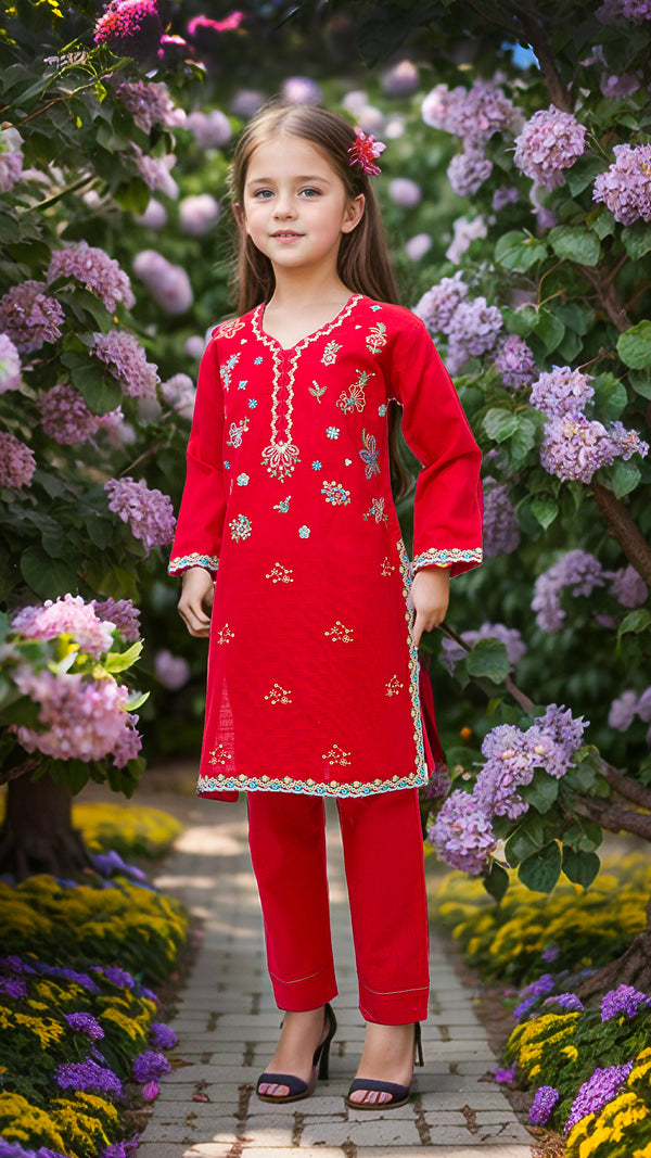 Girl's Embroidered 2pc Suit 4652