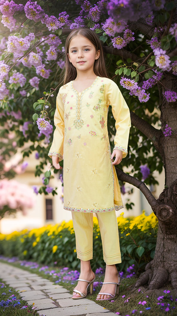 Girl's Embroidered 2pc Suit 4652