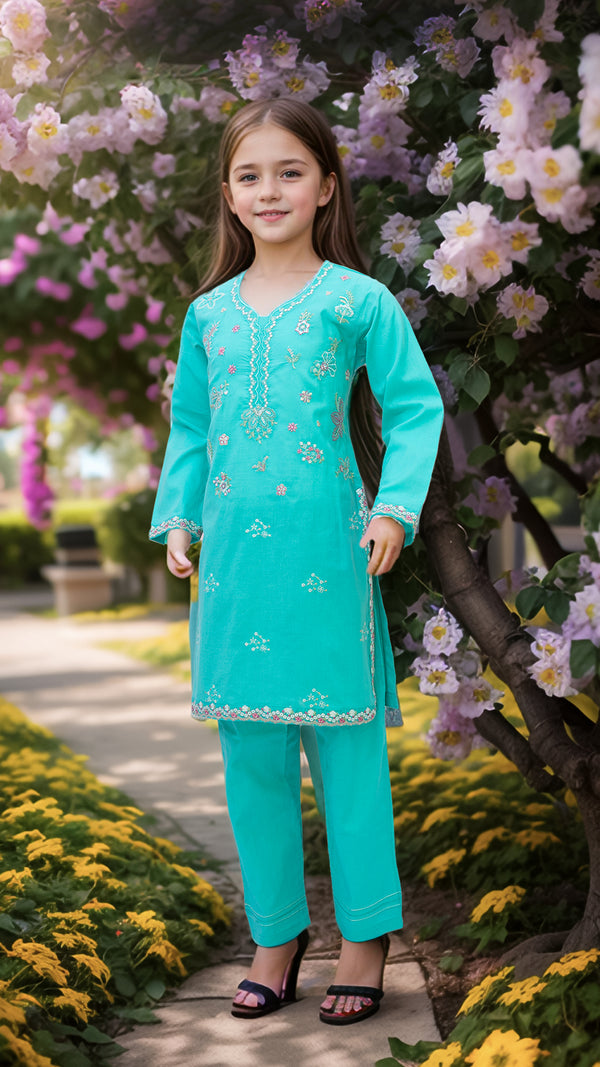Girl's Embroidered 2pc Suit 4652