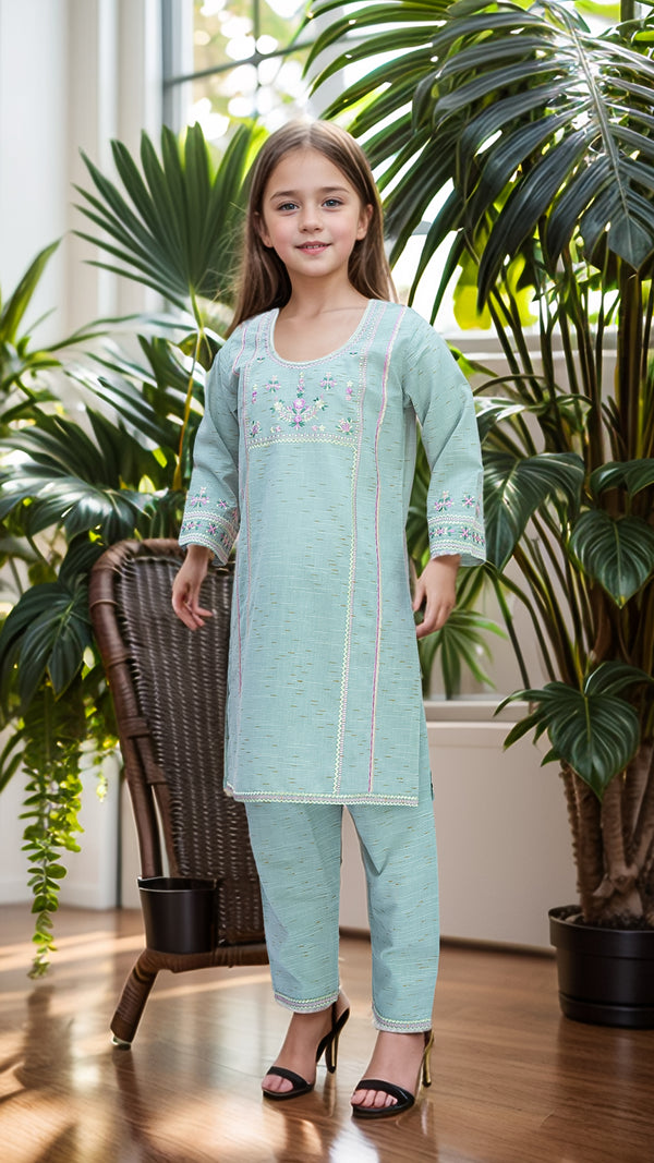 Girl's Embroidered 2pc Suit 4683