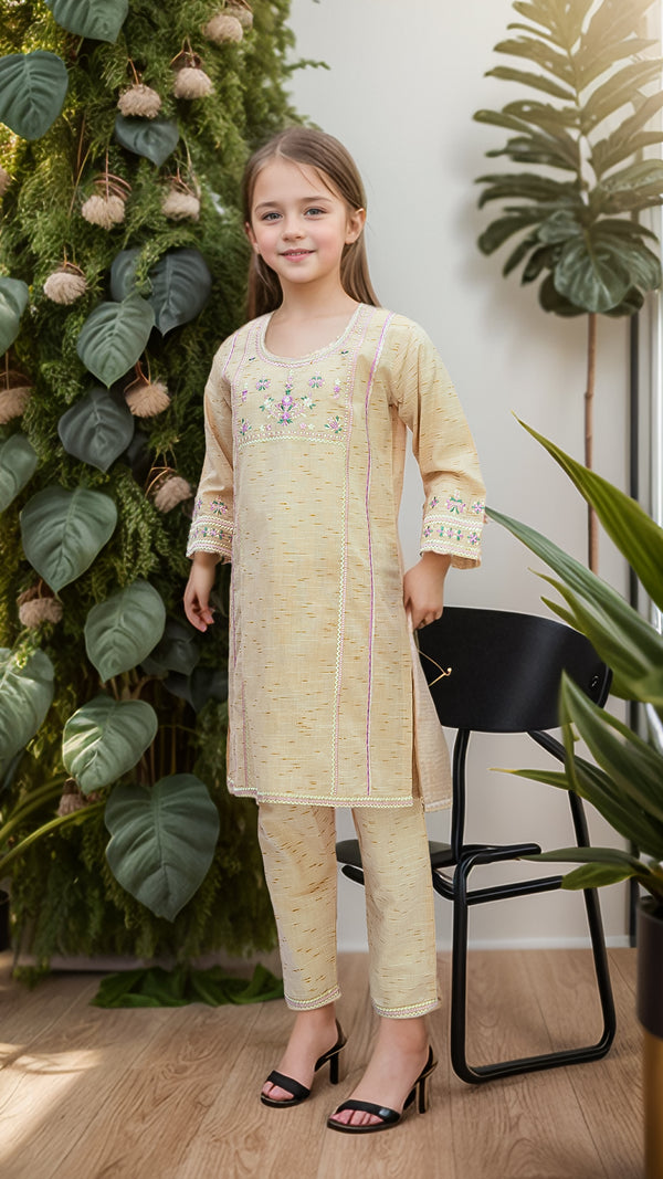 Girl's Embroidered 2pc Suit 4683