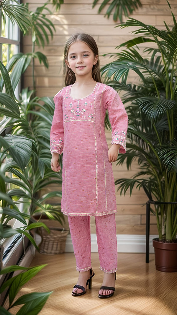 Girl's Embroidered 2pc Suit 4683