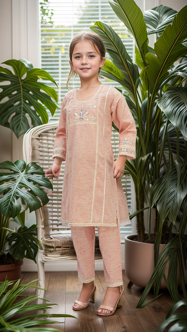 Girl's Embroidered 2pc Suit 4683