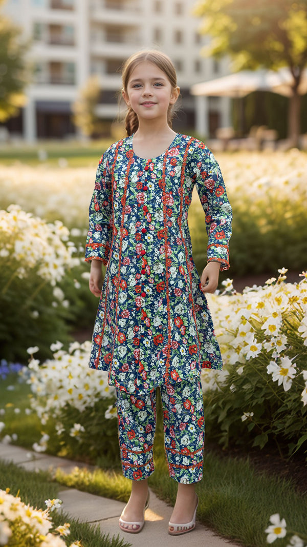 Girls Printed Lawn 2 Piece Suit 4697